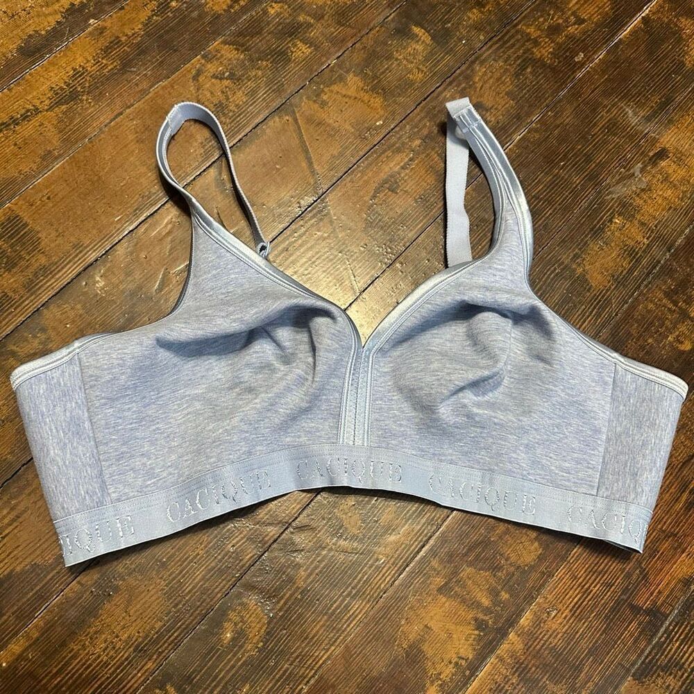 Cacique wireless 46C jersey unlined blue cotton bra